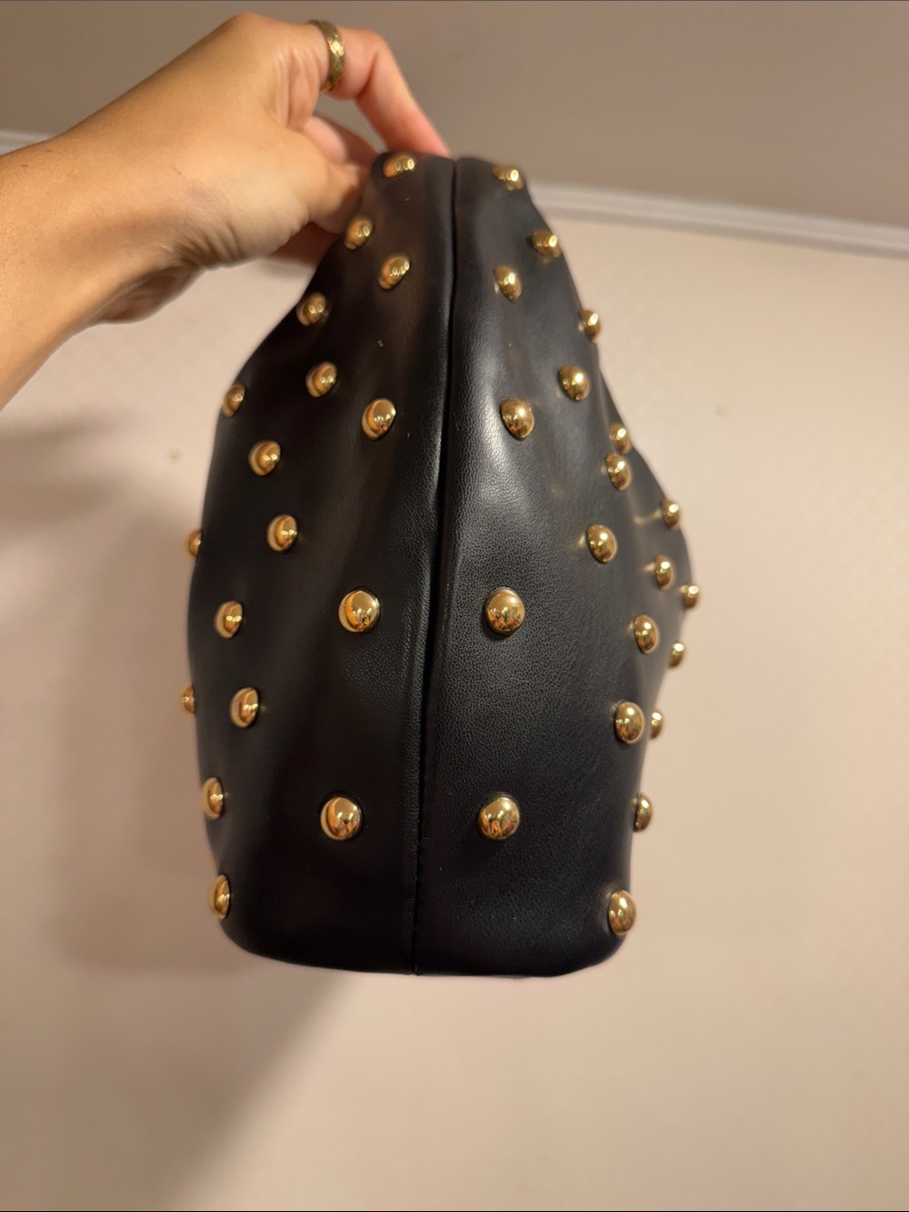 NWOT Dolce Vita Dahlia Studded Hobo HandBag Black Stella with Gold Accents - Picture 9 of 10